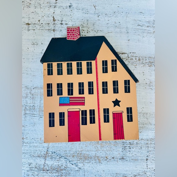 *Town House Blocks Primitive Shelf Sitter - Picture 7 of 12